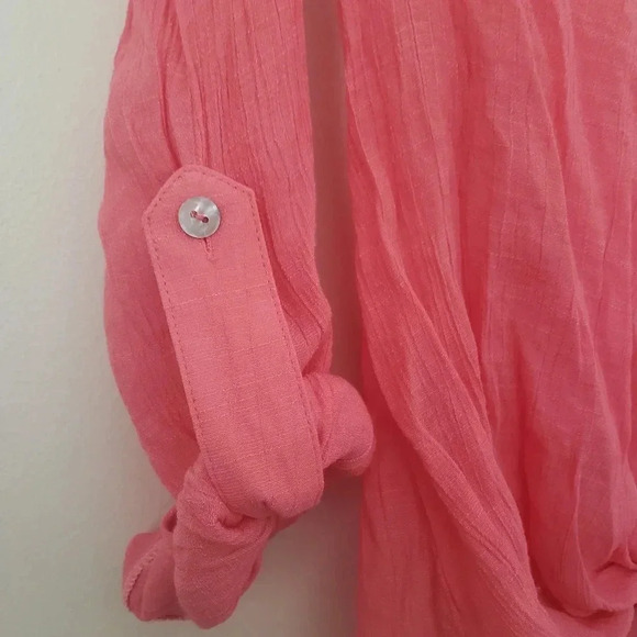 Coral button down blouse with front tie size small by Zac & Rachel - Picture 6 of 6